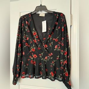 Black Blouse with Flowers